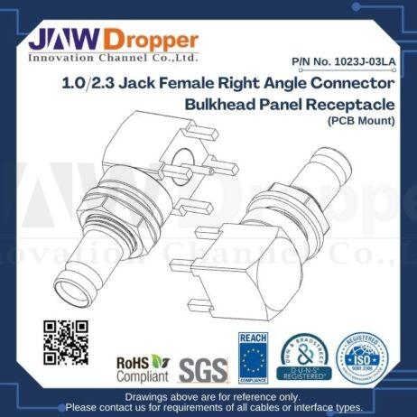 1.0/2.3 Jack Female Right Angle Connector Bulkhead Panel Receptacle (PCB Mount)