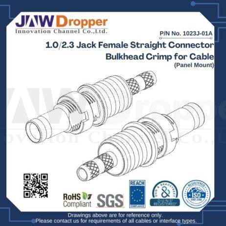 1.0/2.3 Jack Female Straight Connector Bulkhead Crimp for Cable (Panel Mount)