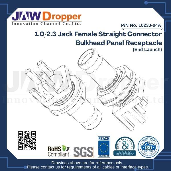 1.0/2.3 Jack Female Straight Connector Bulkhead Panel Receptacle (End Launch)