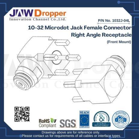 10-32 Microdot Jack Female Connector Right Angle Receptacle (Front Mount)