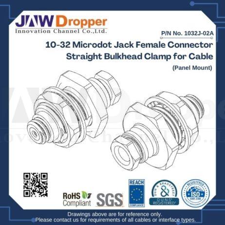 10-32 Microdot Jack Female Connector Straight Bulkhead Clamp for Cable (Panel Mount)