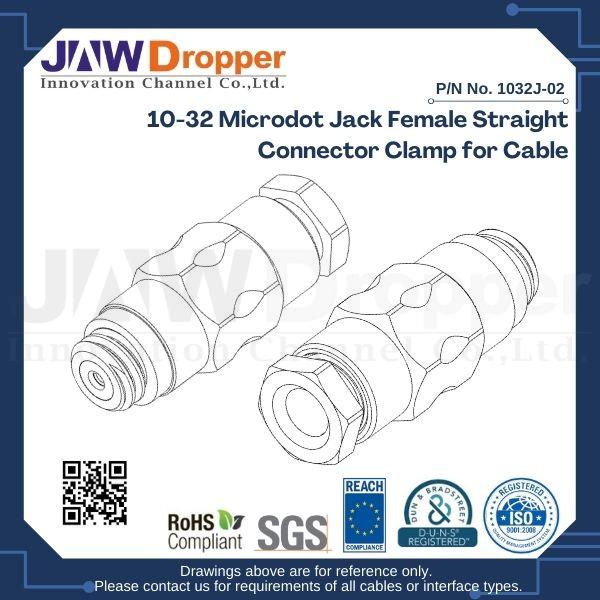 10-32 Microdot Jack Female Straight Connector Clamp for Cable