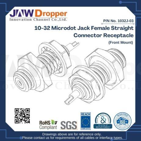 10-32 Microdot Jack Female Straight Connector Receptacle (Front Mount)