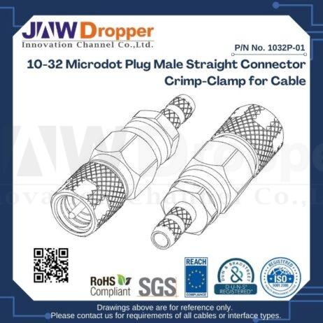10-32 Microdot Plug Male Straight Connector Crimp-Clamp for Cable