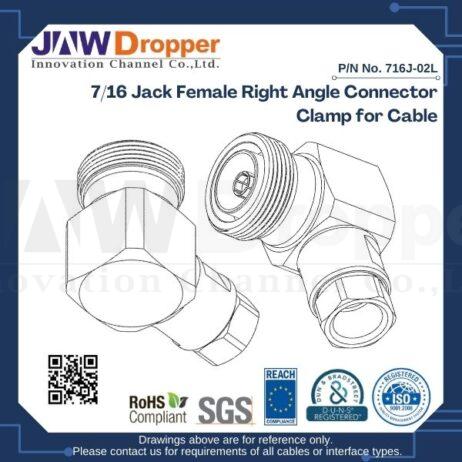 7/16 Jack Female Right Angle Connector Clamp for Cable