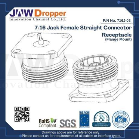 7/16 Jack Female Straight Connector Receptacle (Flange Mount)