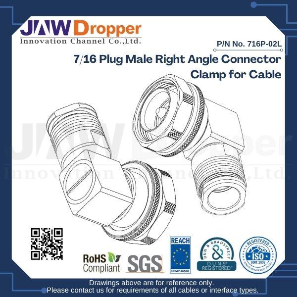7/16 Plug Male Right Angle Connector Clamp for Cable