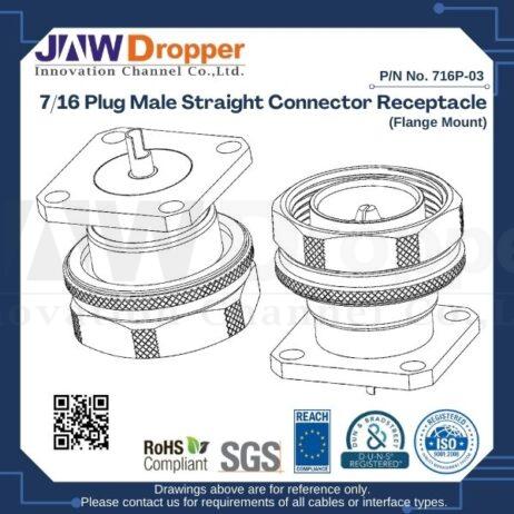 7/16 Plug Male Straight Connector Receptacle (Flange Mount)