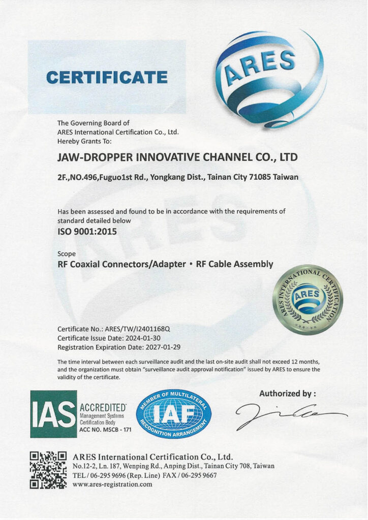 JAW-DROPPER INNOVATIVE CHANNEL CO., LTD. ISO9001