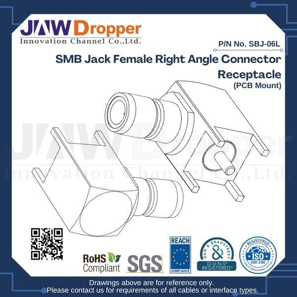 SMB Jack Female Right Angle Connector Receptacle (PCB Mount)