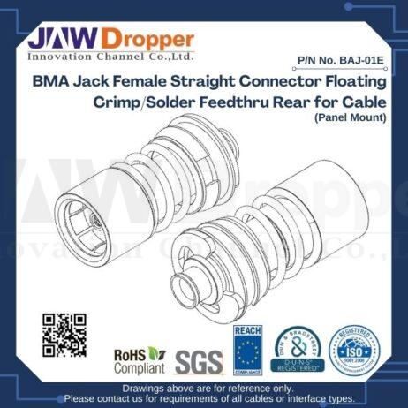 BMA Jack Female Straight Connector Floating Crimp/Solder Feedthru Rear for Cable (Panel Mount)