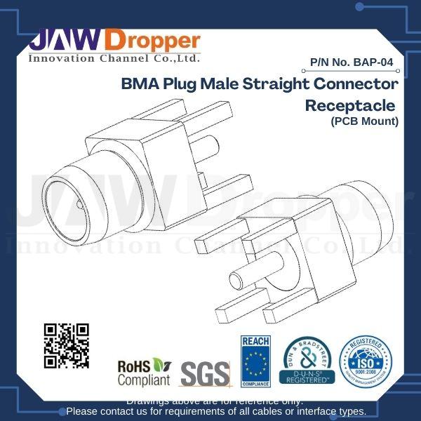 BMA Plug Male Straight Connector Receptacle (PCB Mount)