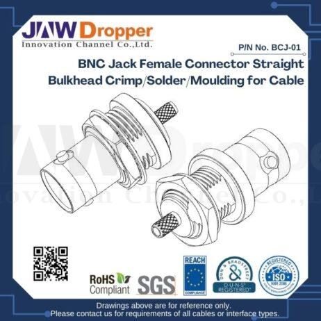 BNC Jack Female Connector Straight Bulkhead Crimp/Solder/Moulding for Cable
