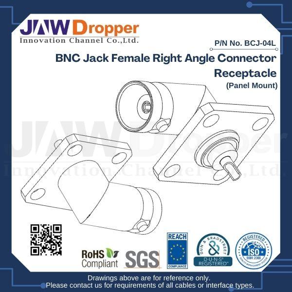 BNC Jack Female Right Angle Connector Receptacle (Panel Mount)