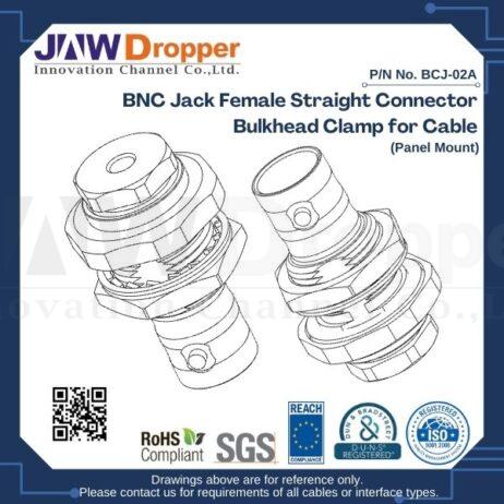BNC Jack Female Straight Connector Bulkhead Clamp for Cable (Panel Mount)