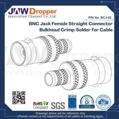 BNC Jack Female Straight Connector Bulkhead Crimp/Solder for Cable