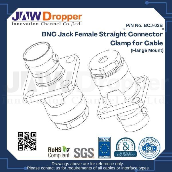 BNC Jack Female Straight Connector Clamp for Cable (Flange Mount)