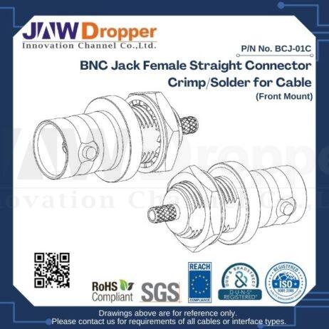 BNC Jack Female Straight Connector Crimp/Solder for Cable (Front Mount)