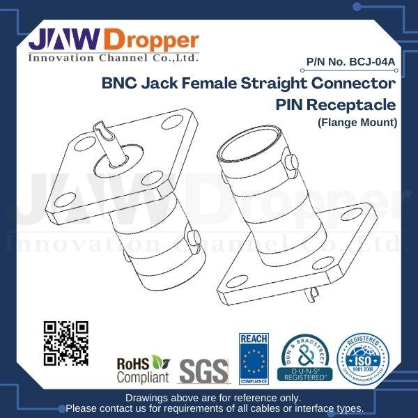 BNC Jack Female Straight Connector PIN Receptacle (Flange Mount)