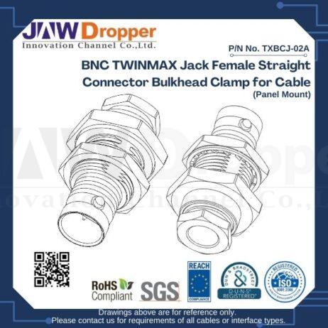 BNC TWINMAX Jack Female Straight Connector Bulkhead Clamp for Cable (Panel Mount)