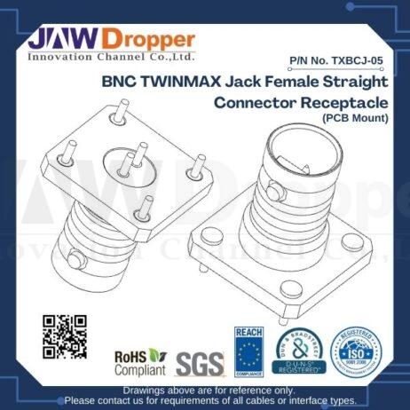 BNC TWINMAX Jack Female Straight Connector Receptacle (PCB Mount)