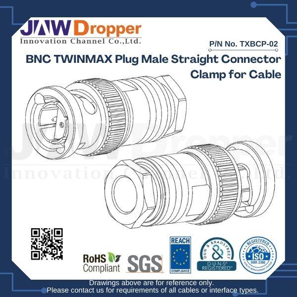 BNC TWINMAX Plug Male Straight Connector Clamp for Cable