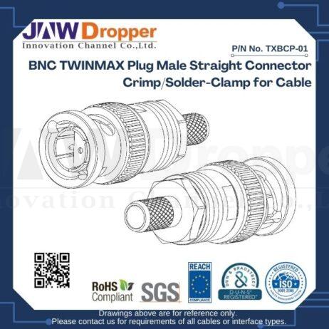 BNC TWINMAX Plug Male Straight Connector Crimp/Solder-Clamp for Cable