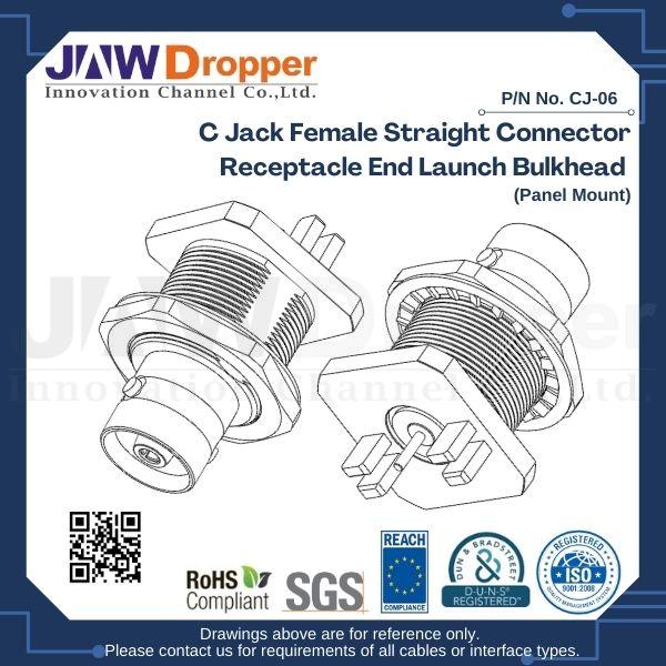 C Jack Female Straight Connector Receptacle End Launch Bulkhead (Panel Mount)