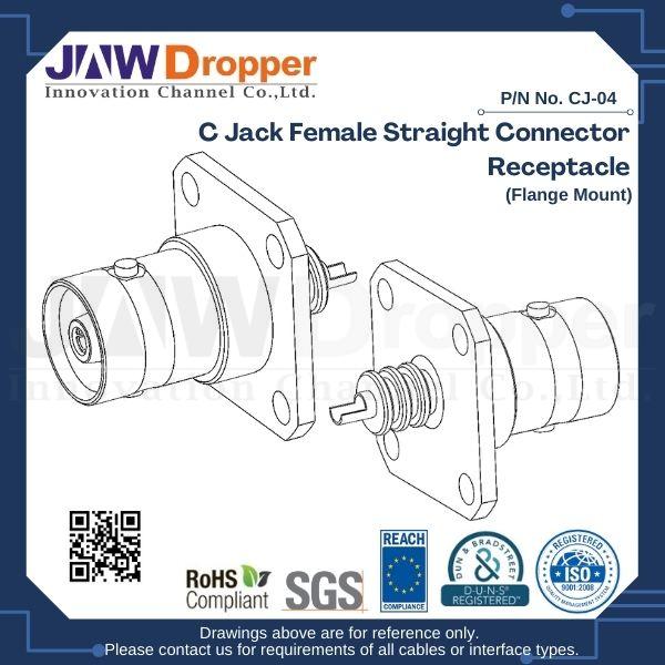 C Jack Female Straight Connector Receptacle (Flange Mount)