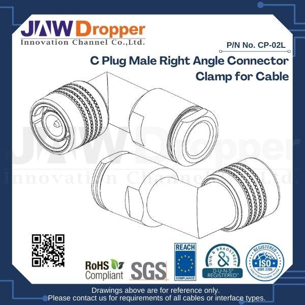 C Plug Male Right Angle Connector Clamp for Cable