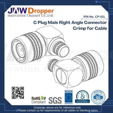 C Plug Male Right Angle Connector Crimp for Cable