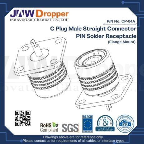 C Plug Male Straight Connector PIN Solder Receptacle (Flange Mount)