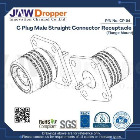 C Plug Male Straight Connector Receptacle (Flange Mount)