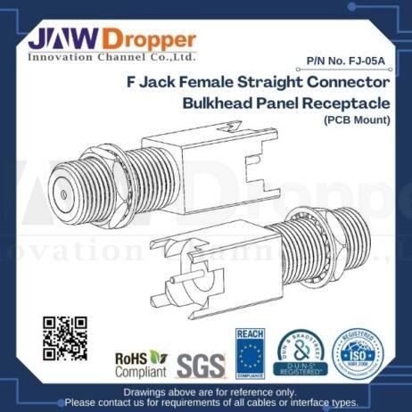 F Jack Female Straight Connector Bulkhead Panel Receptacle (PCB Mount)