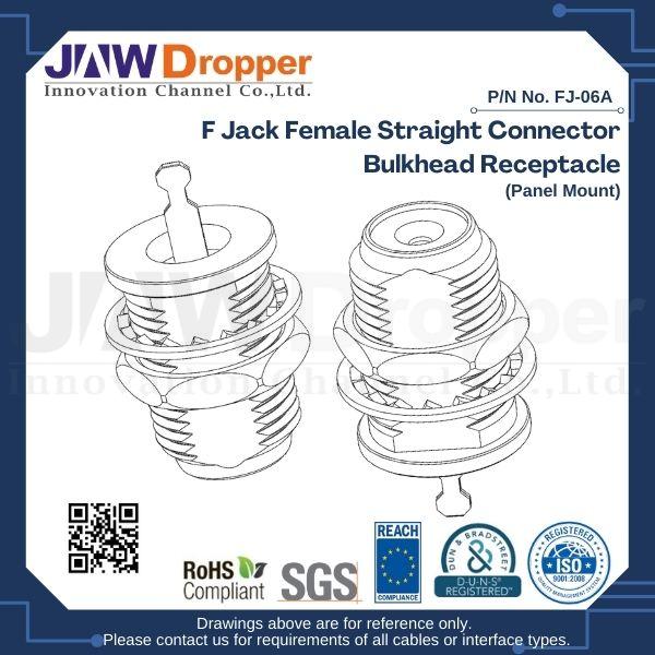 F Jack Female Straight Connector Bulkhead Receptacle (Panel Mount)