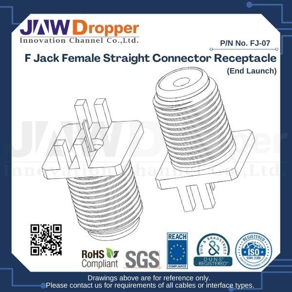 F Jack Female Straight Connector Receptacle (End Launch)