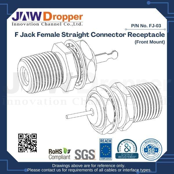 F Jack Female Straight Connector Receptacle (Front Mount)