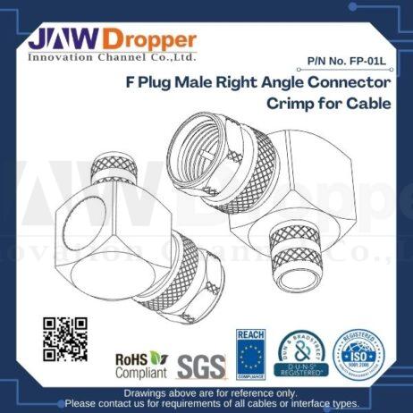 F Plug Male Right Angle Connector Crimp for Cable