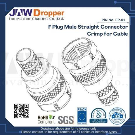 F Plug Male Straight Connector Crimp for Cable