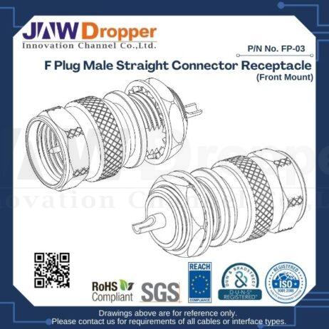 F Plug Male Straight Connector Receptacle (Front Mount)