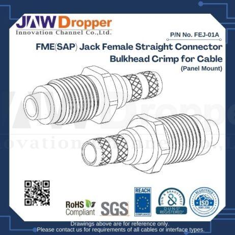 FME(SAP) Jack Female Straight Connector Bulkhead Crimp for Cable (Panel Mount)