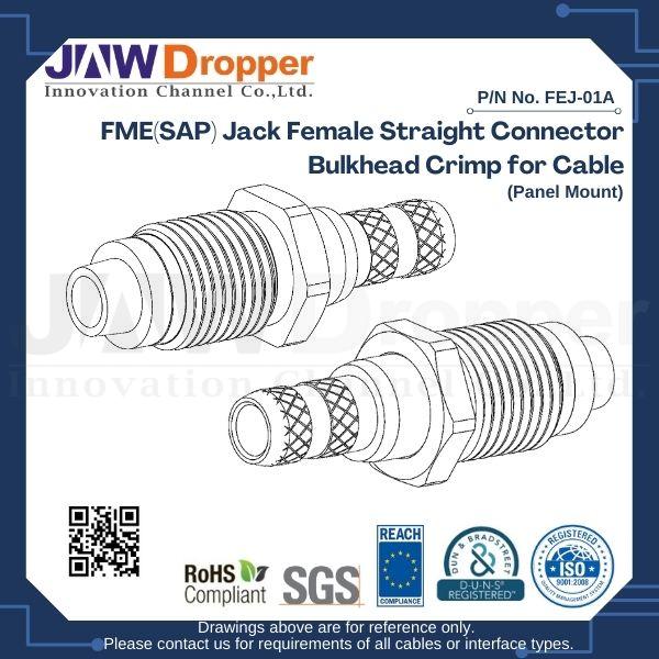 FME(SAP) Jack Female Straight Connector Bulkhead Crimp for Cable (Panel Mount)