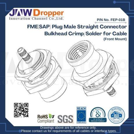 FME(SAP) Plug Male Straight Connector Bulkhead Crimp/Solder for Cable (Front Mount)