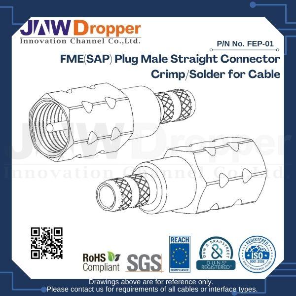 FME(SAP) Plug Male Straight Connector Crimp/Solder for Cable