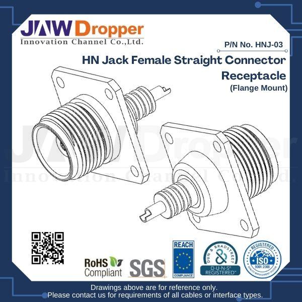 HN Jack Female Straight Connector Receptacle (Flange Mount)