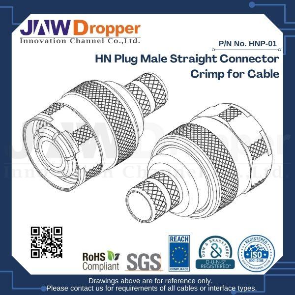 HN Plug Male Straight Connector Crimp for Cable
