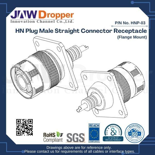 HN Plug Male Straight Connector Receptacle (Flange Mount)