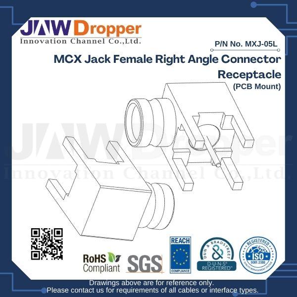 MCX Jack Female Right Angle Connector Receptacle (PCB Mount)