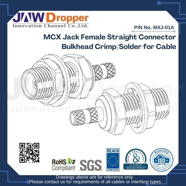 MCX Jack Female Straight Connector Bulkhead Crimp/Solder for Cable