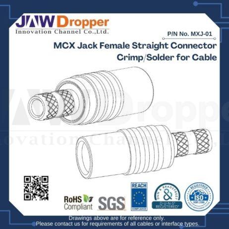 MCX Jack Female Straight Connector Crimp/Solder for Cable
